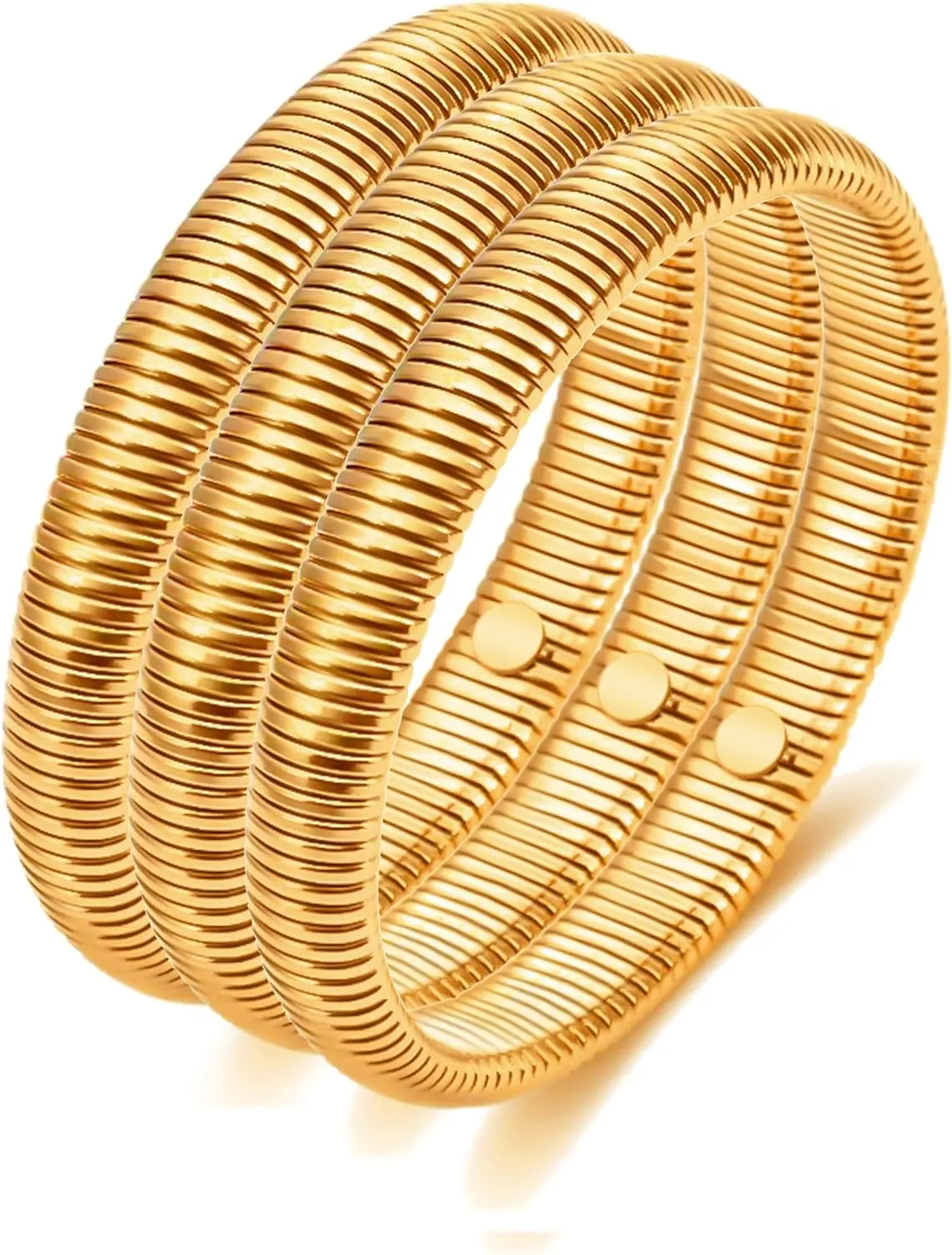 1-3pcs Gold Bangle Bracelets for Women Flexible Snake Bangle Set Stackable Chunky Gold Stretch Bracelets Elastic Wristband Bangle Bracelets