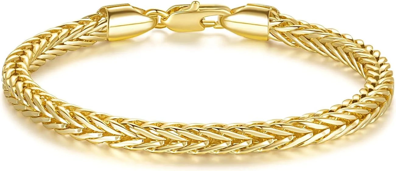 14k Gold Bracelets for Women and Men Non Tarnish Foxtail Chain Bracelet for Women Lobster Clasp Gold Jewelry Stackable Bracelets Excellent Presents 6.5in-9in