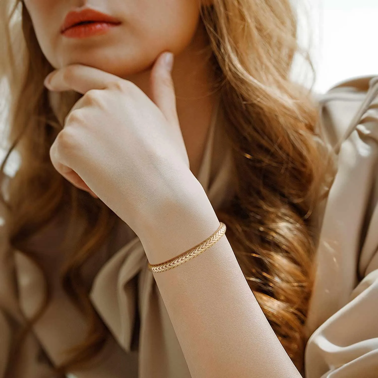 14K Gold Bracelets for Women Mens bracelet Link Foxtail 14K Gold Chain Bracelets for Women Trendy Dainty Bracelets for women 6.5-9in
