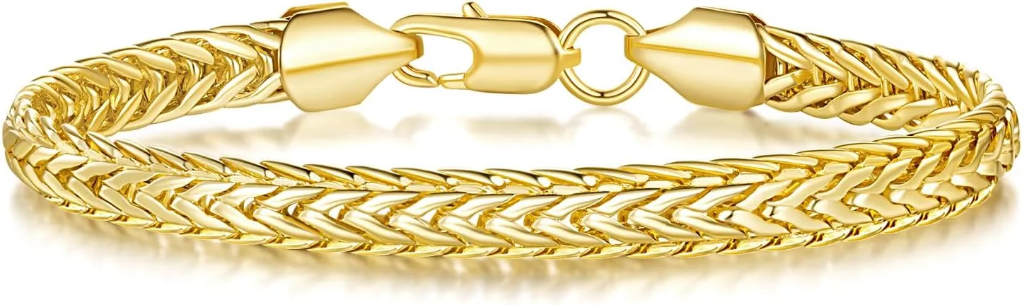 14K Gold Bracelets for Women Mens bracelet Link Foxtail 14K Gold Chain Bracelets for Women Trendy Dainty Bracelets for women 6.5-9in