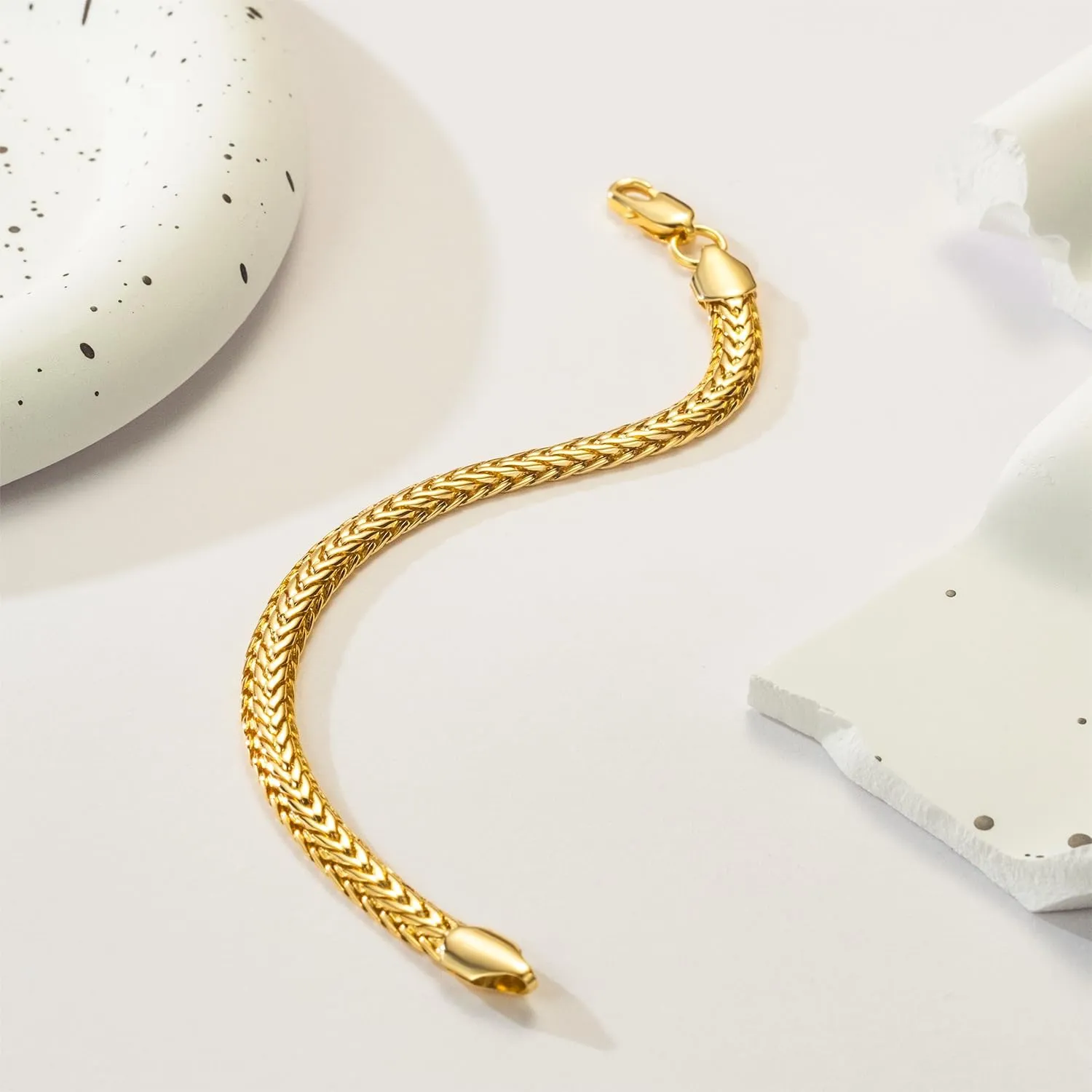 14K Gold Bracelets for Women Mens bracelet Link Foxtail 14K Gold Chain Bracelets for Women Trendy Dainty Bracelets for women 6.5-9in