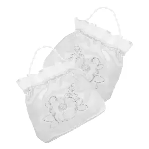 2pcs Bridal Clutch Purse for Wedding Bride Purse Drawstring Money Bag for Bride Bridesmaid