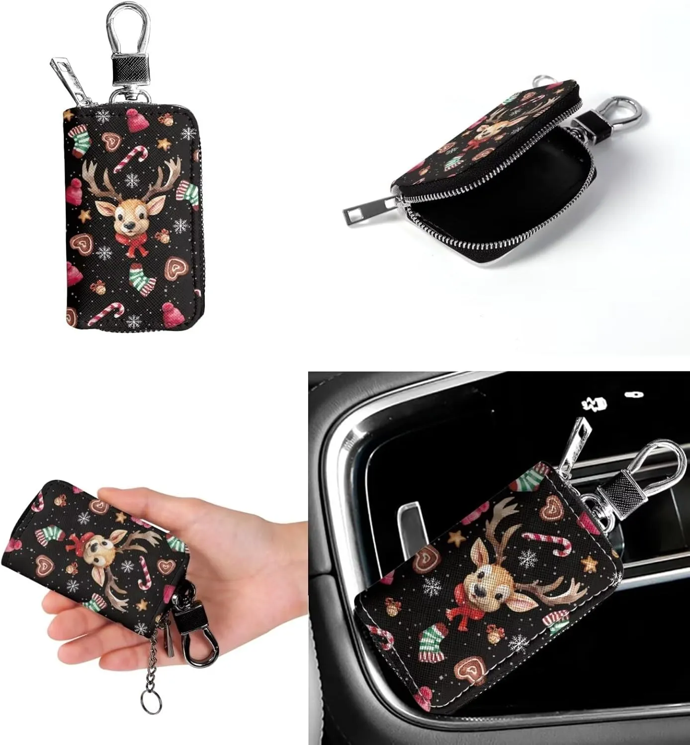 2Pcs Crossbody Bags Set Bucket Bags Tote Bag for Women Car Key Fob Protector Large Capacity with Zipper