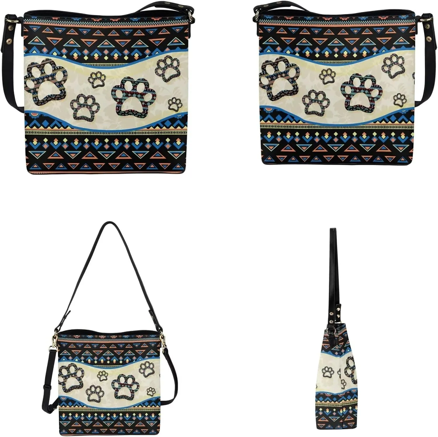 2Pcs Saddle Bags Set Bucket Bags Tote Bag for Women Wear-resistant Wristlet Wallets Large Capacity with Zipper