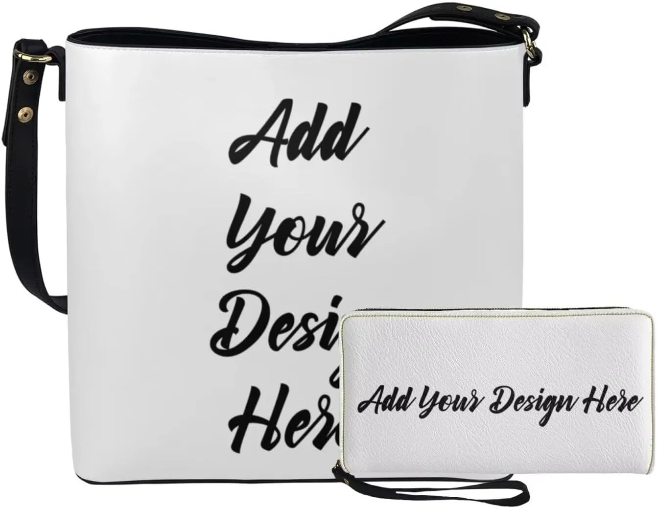 2Pcs Saddle Bags Set Bucket Bags Tote Bag for Women Wear-resistant Wristlet Wallets Large Capacity with Zipper