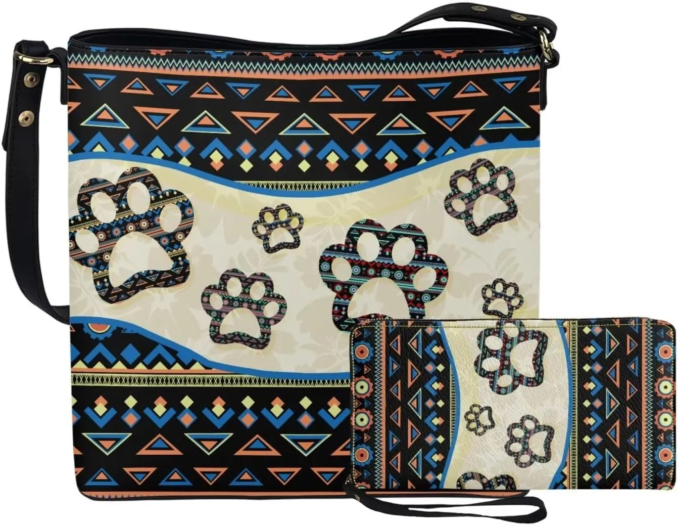 2Pcs Saddle Bags Set Bucket Bags Tote Bag for Women Wear-resistant Wristlet Wallets Large Capacity with Zipper