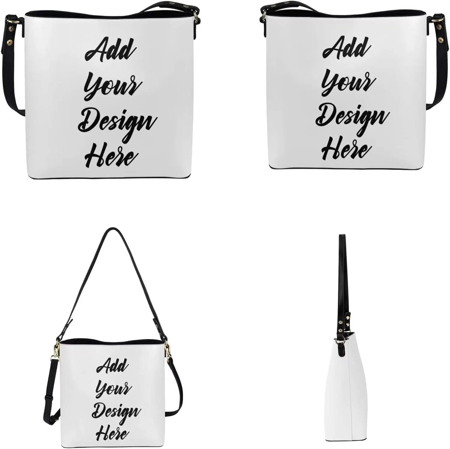 2Pcs Saddle Bags Set Bucket Bags Tote Bag for Women Wear-resistant Wristlet Wallets Large Capacity with Zipper