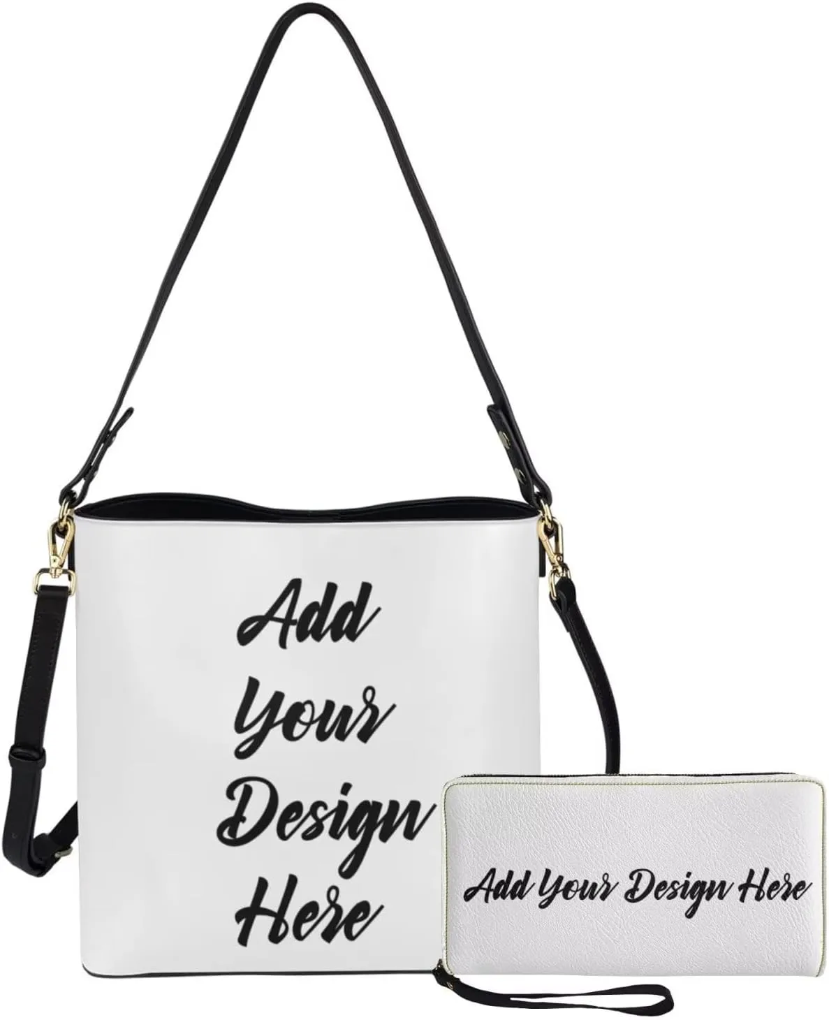 2Pcs Saddle Bags Set Bucket Bags Tote Bag for Women Wear-resistant Wristlet Wallets Large Capacity with Zipper