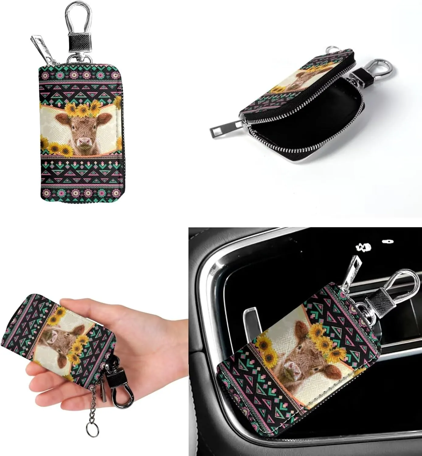 2Pcs Tote Bags Set Crossbody Bags Shoulder Purses for Women Car Key Fob Protector