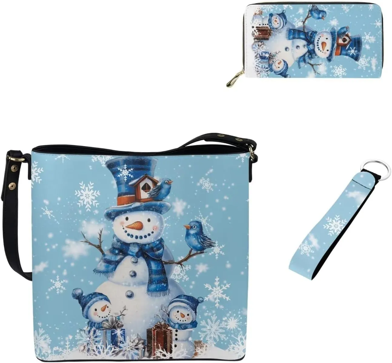 3Pcs Crossbody Bags Set Tote Bag Crossbody Bags for Women Wristlet Wallets for Women Keychain