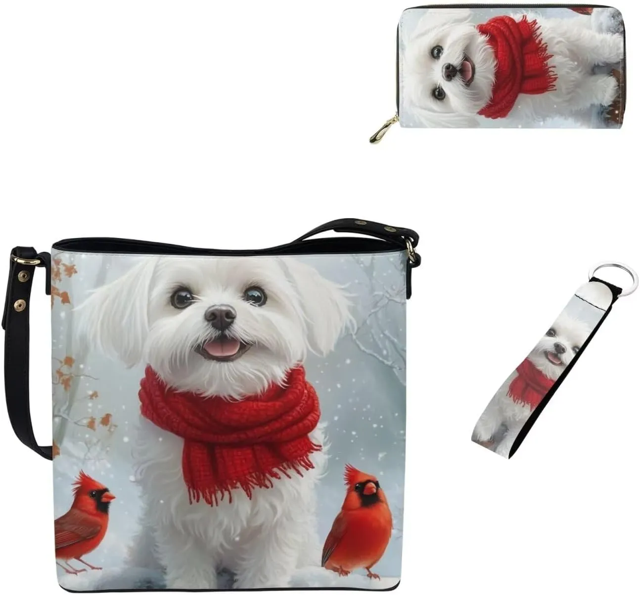 3Pcs Crossbody Bags Set Tote Bag Crossbody Bags for Women Wristlet Wallets for Women Keychain
