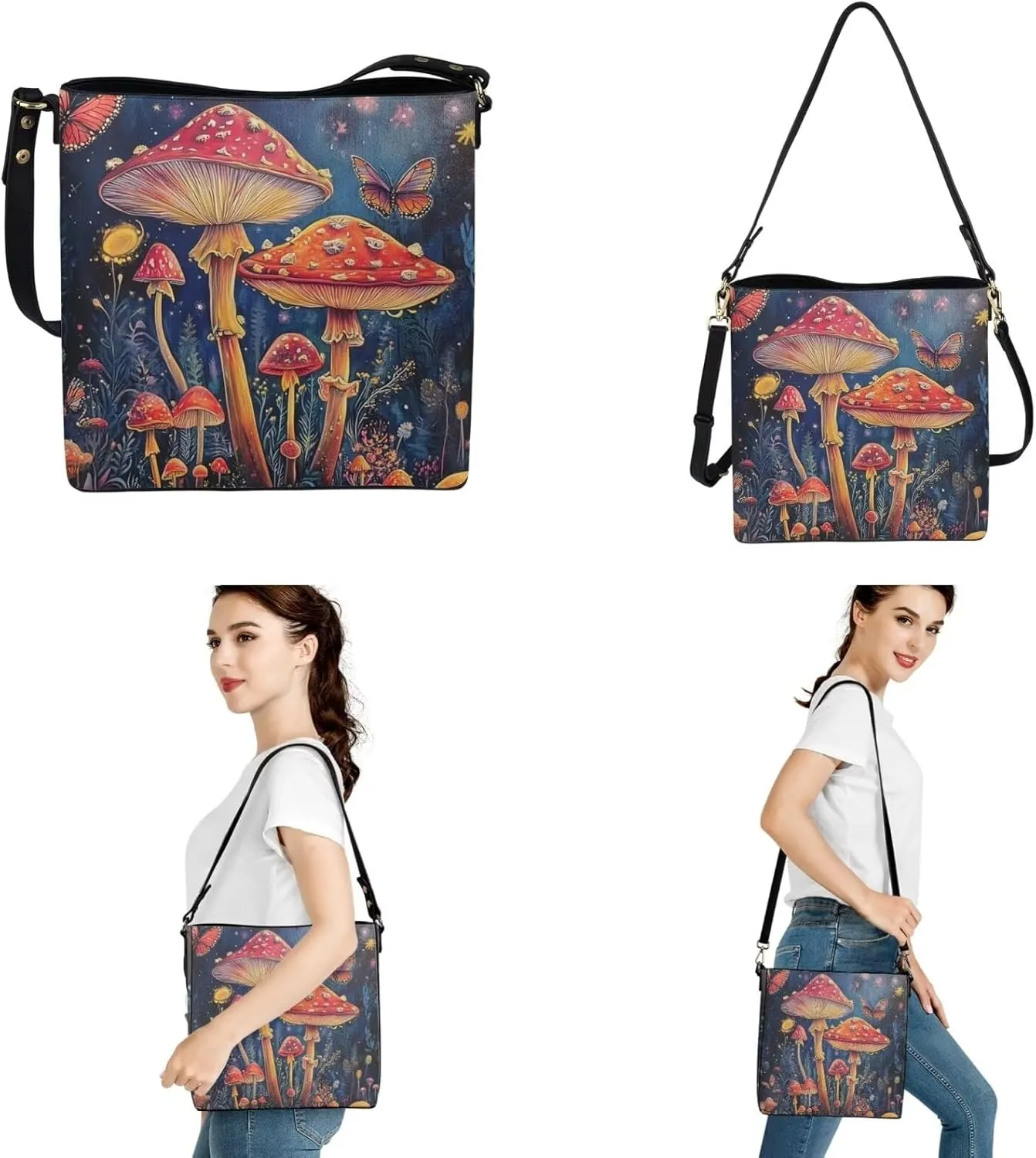3pcs Tote Handbags Wallet and Keychain for Women Daliy Use