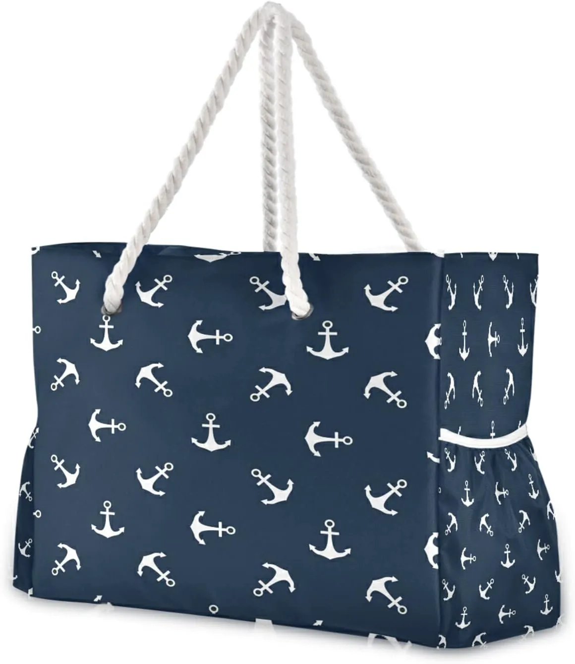 ALAZA Nautical Ocean Sea Anchor Tote Bag Beach Large Bag Rope Handles for Shopping Groceries Travel Outdoors