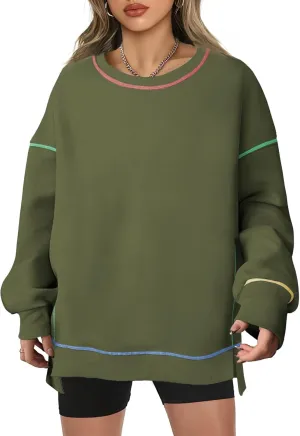 AlvaQ Women Oversized Sweatshirts 2024 Casual Crewneck Long Sleeve Pullover Tunic Tops Fall Clothes