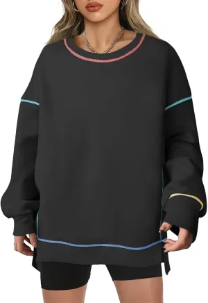 AlvaQ Women Oversized Sweatshirts 2024 Casual Crewneck Long Sleeve Pullover Tunic Tops Fall Clothes