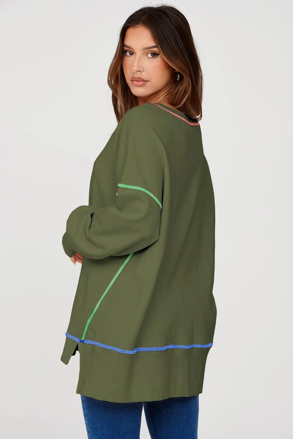 AlvaQ Women Oversized Sweatshirts 2024 Casual Crewneck Long Sleeve Pullover Tunic Tops Fall Clothes