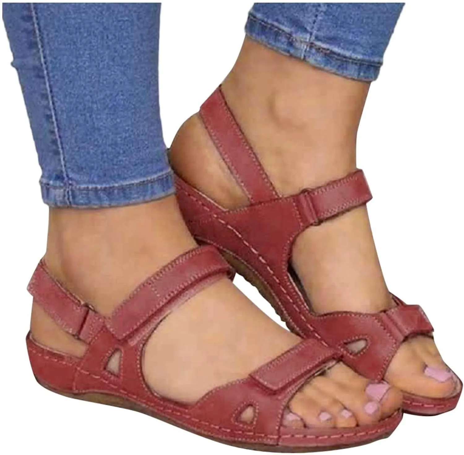 AMDBEL Orthopedic Sandals for Women,Sandals for Women 2024 Dressy Summer Open Toe Flat Sandals Casual Beach Walking Shoes