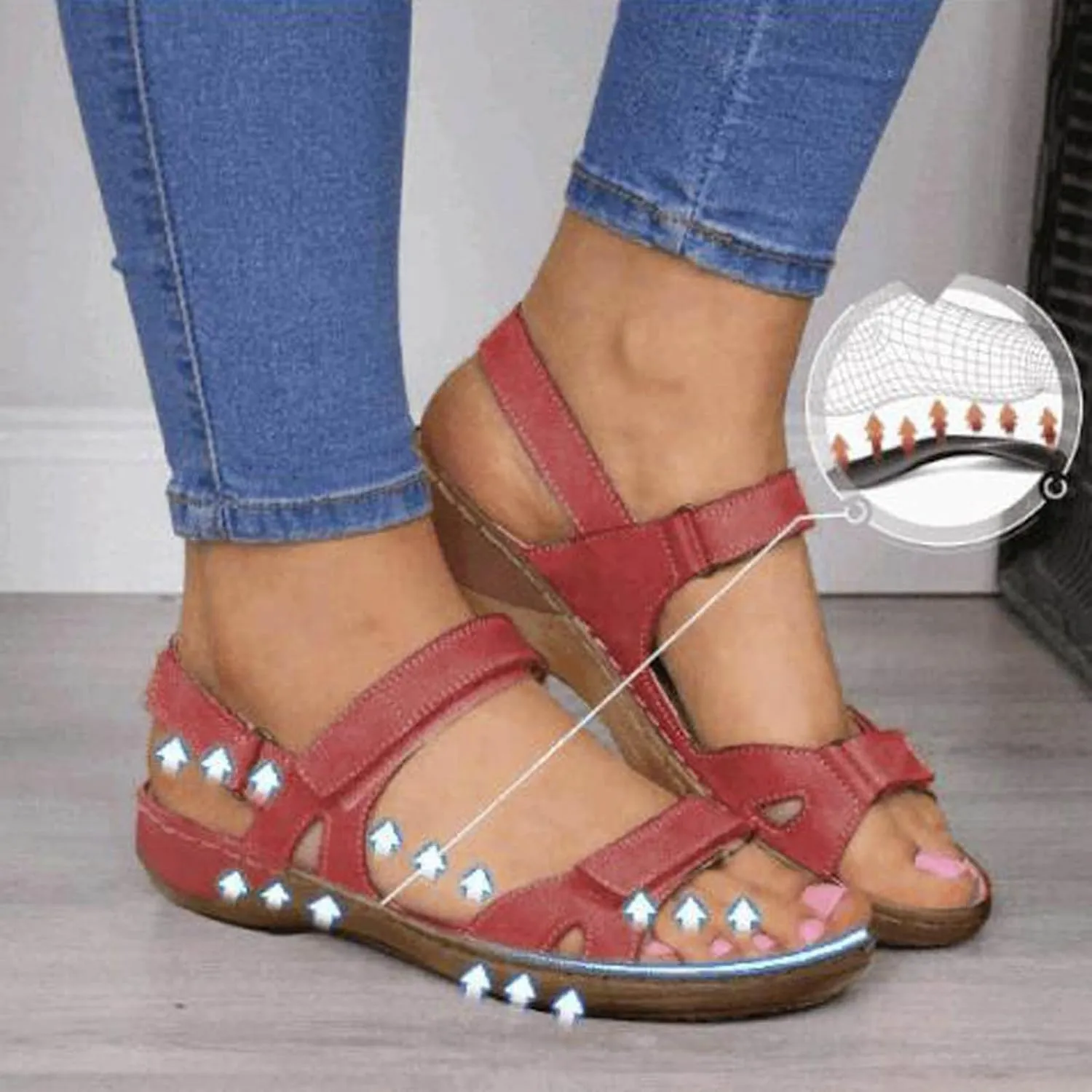 AMDBEL Orthopedic Sandals for Women,Sandals for Women 2024 Dressy Summer Open Toe Flat Sandals Casual Beach Walking Shoes