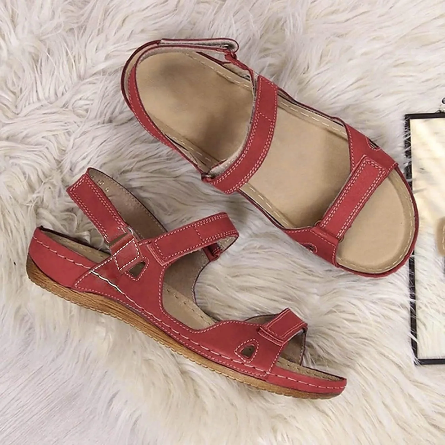 AMDBEL Orthopedic Sandals for Women,Sandals for Women 2024 Dressy Summer Open Toe Flat Sandals Casual Beach Walking Shoes