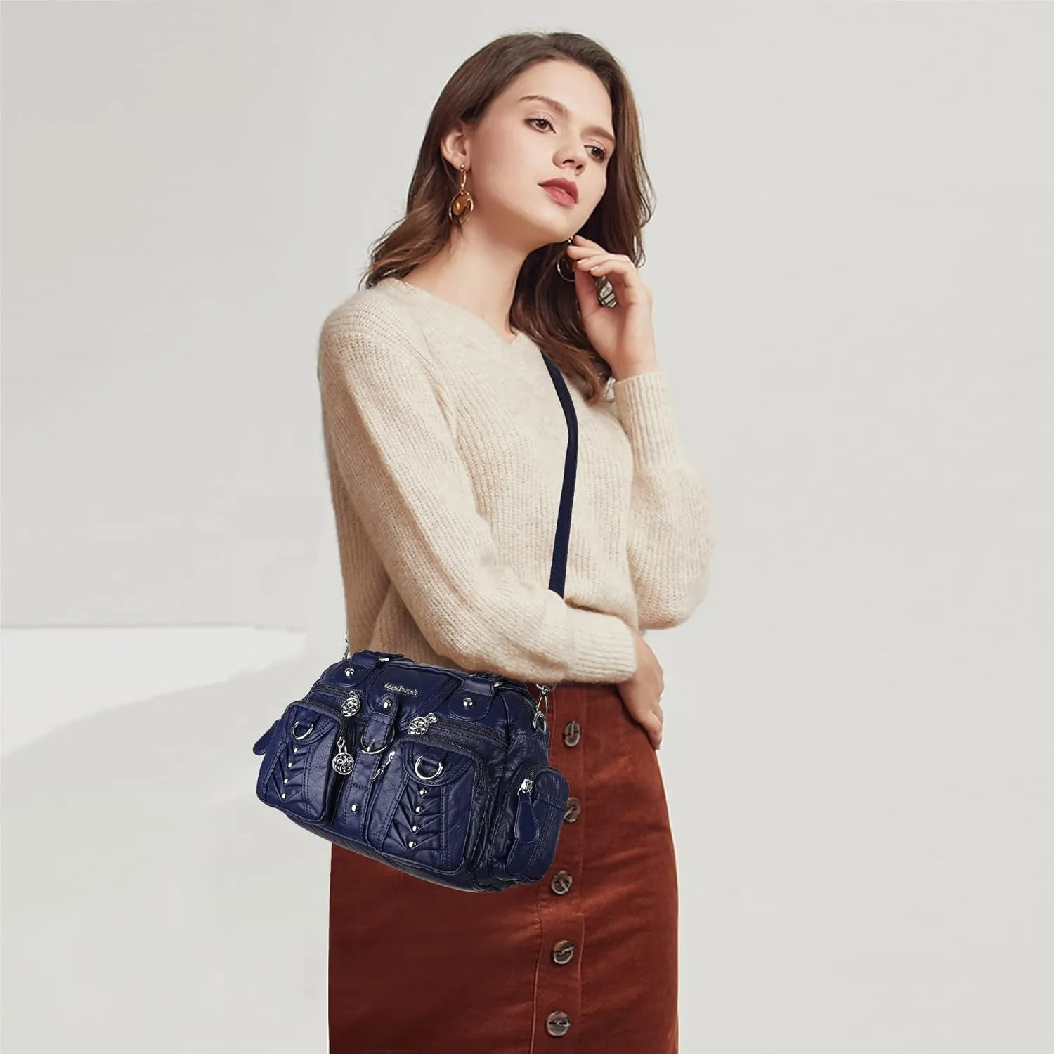 Angel Kiss Large Hobo Bags for Women Crossbody Bag Travel Shoulder bag Roomy Multi-functional Vegan Leather Satchel Tote