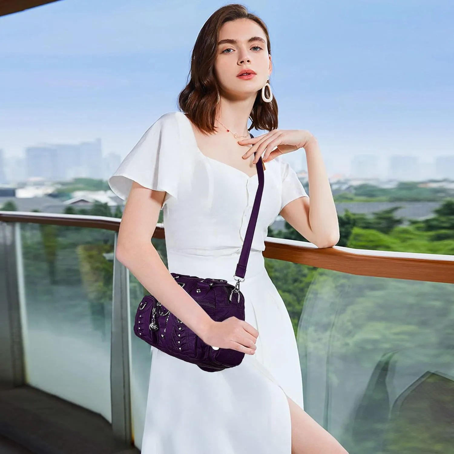 Angel Kiss Large Hobo Bags for Women Crossbody Bag Travel Shoulder bag Roomy Multi-functional Vegan Leather Satchel Tote