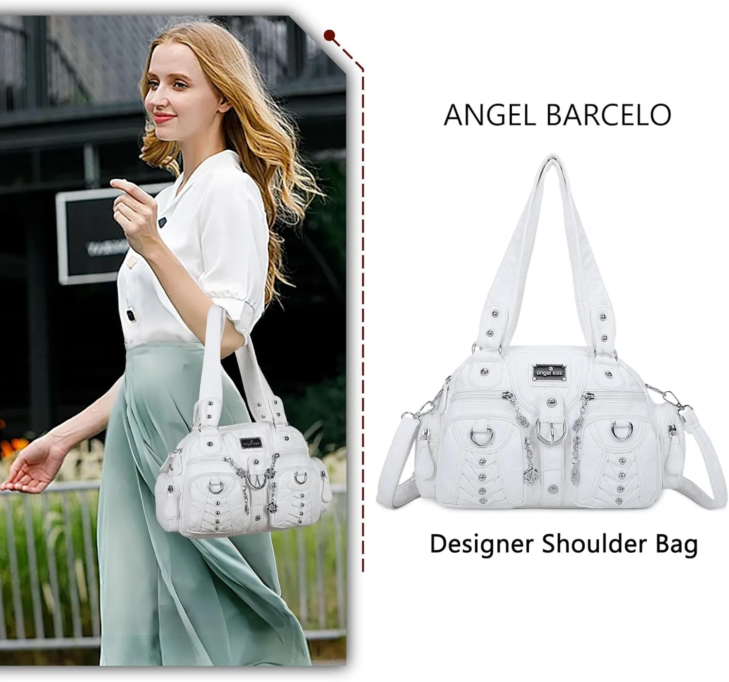 Angel Kiss Large Hobo Bags for Women Crossbody Bag Travel Shoulder bag Roomy Multi-functional Vegan Leather Satchel Tote