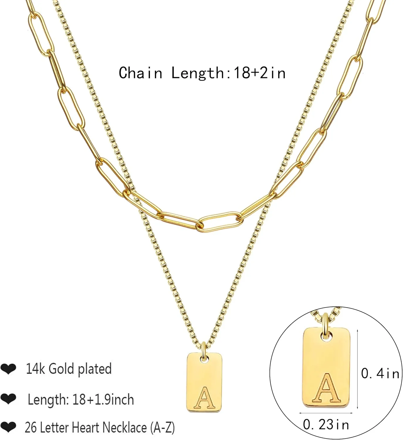Aonklot Layered Initial Necklaces for Women Paperclip Chain Letter Charm Necklace Alphabet Name Pendant Necklace Christmas Stocking Stuffers Jewelry Gifts