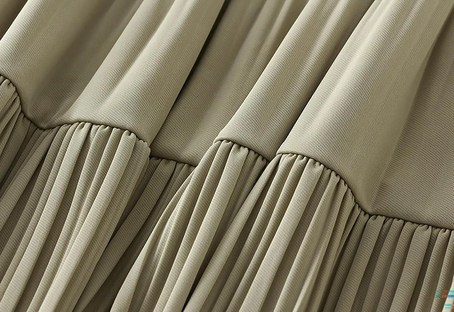 BAIMORE Women's Chic Solid Elastic Waist Pleated Skirt A Line Swing Midi Skirt