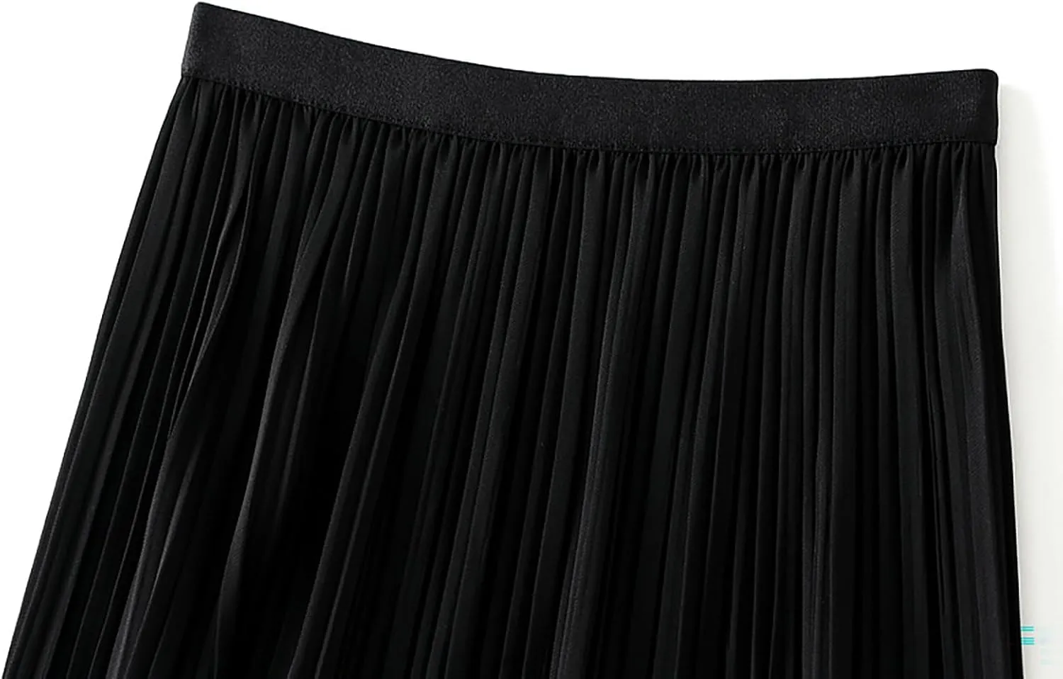 BAIMORE Women's Chic Solid Elastic Waist Pleated Skirt A Line Swing Midi Skirt