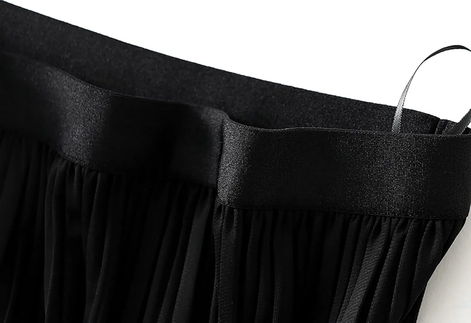 BAIMORE Women's Chic Solid Elastic Waist Pleated Skirt A Line Swing Midi Skirt