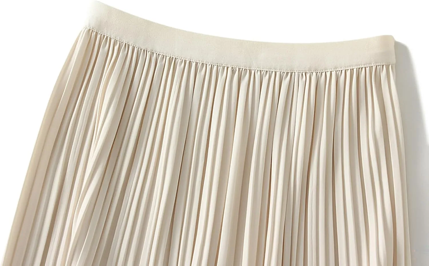 BAIMORE Women's Chic Solid Elastic Waist Pleated Skirt A Line Swing Midi Skirt