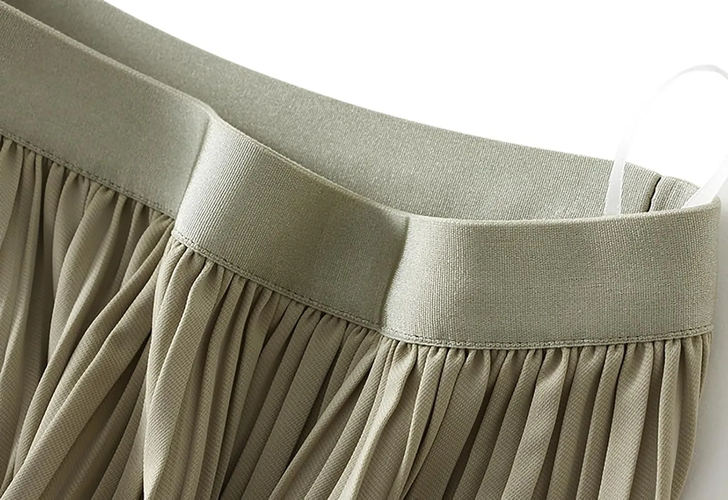 BAIMORE Women's Chic Solid Elastic Waist Pleated Skirt A Line Swing Midi Skirt