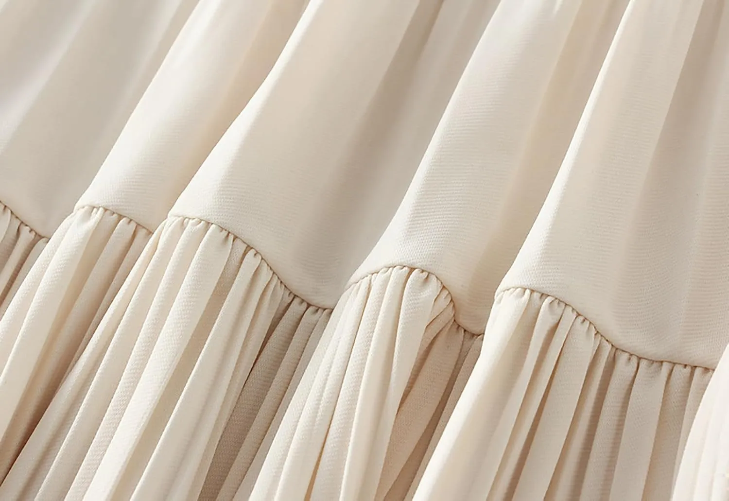 BAIMORE Women's Chic Solid Elastic Waist Pleated Skirt A Line Swing Midi Skirt