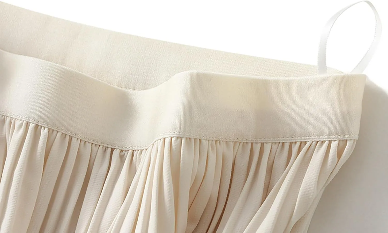 BAIMORE Women's Chic Solid Elastic Waist Pleated Skirt A Line Swing Midi Skirt