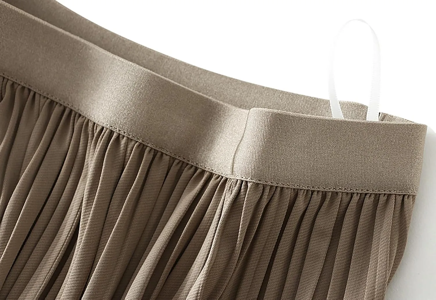BAIMORE Women's Chic Solid Elastic Waist Pleated Skirt A Line Swing Midi Skirt