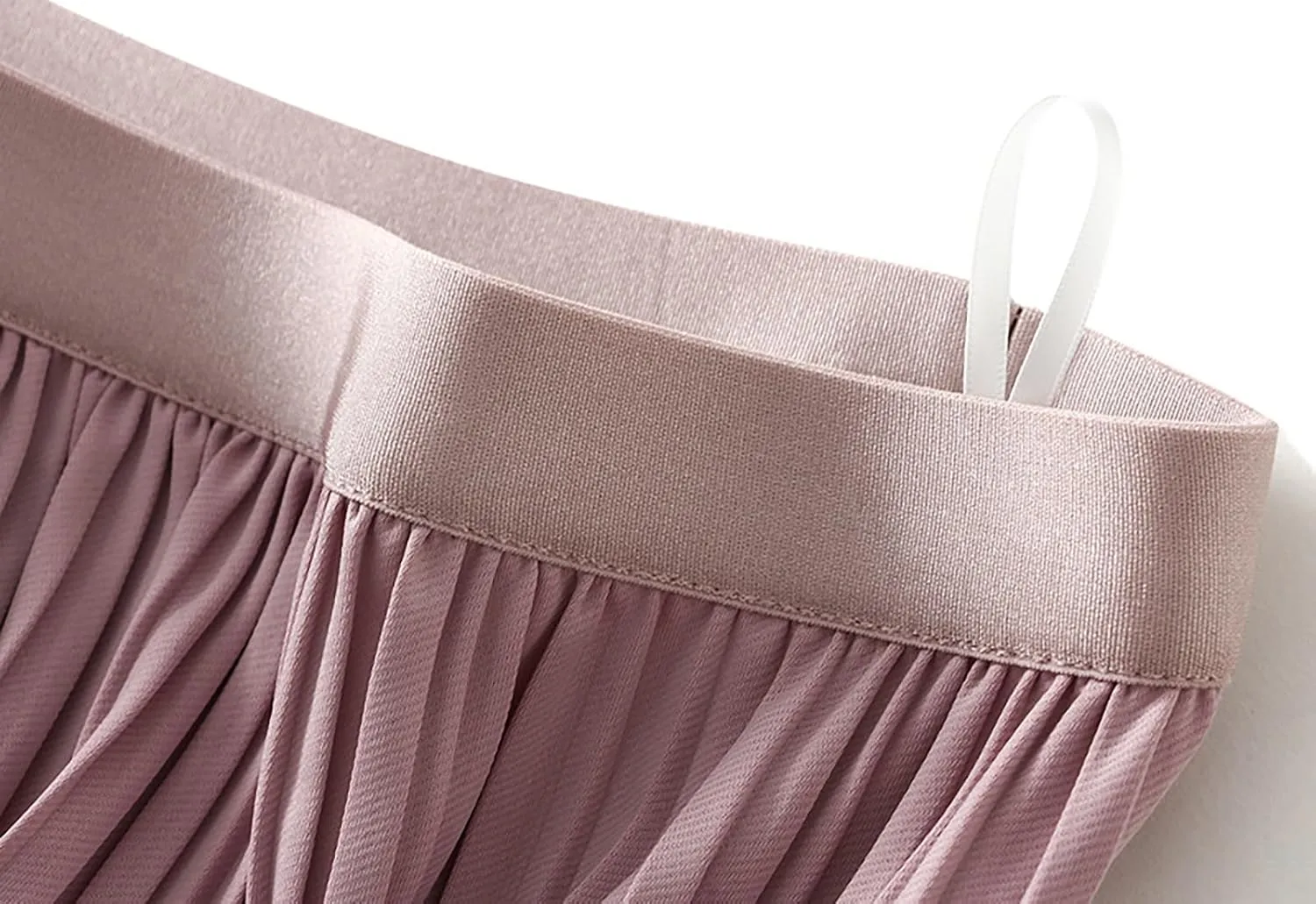 BAIMORE Women's Chic Solid Elastic Waist Pleated Skirt A Line Swing Midi Skirt