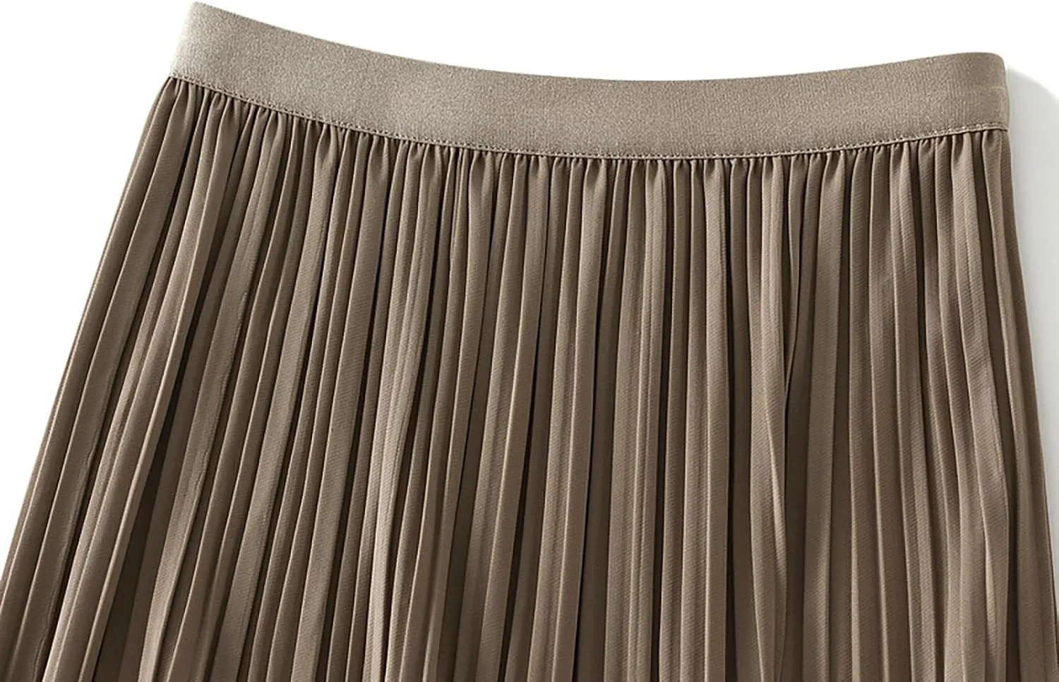BAIMORE Women's Chic Solid Elastic Waist Pleated Skirt A Line Swing Midi Skirt