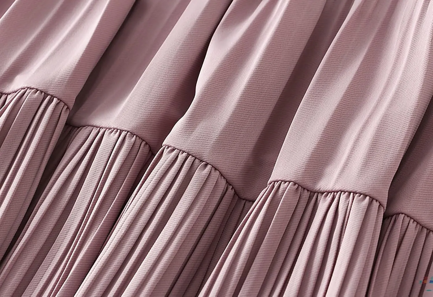 BAIMORE Women's Chic Solid Elastic Waist Pleated Skirt A Line Swing Midi Skirt