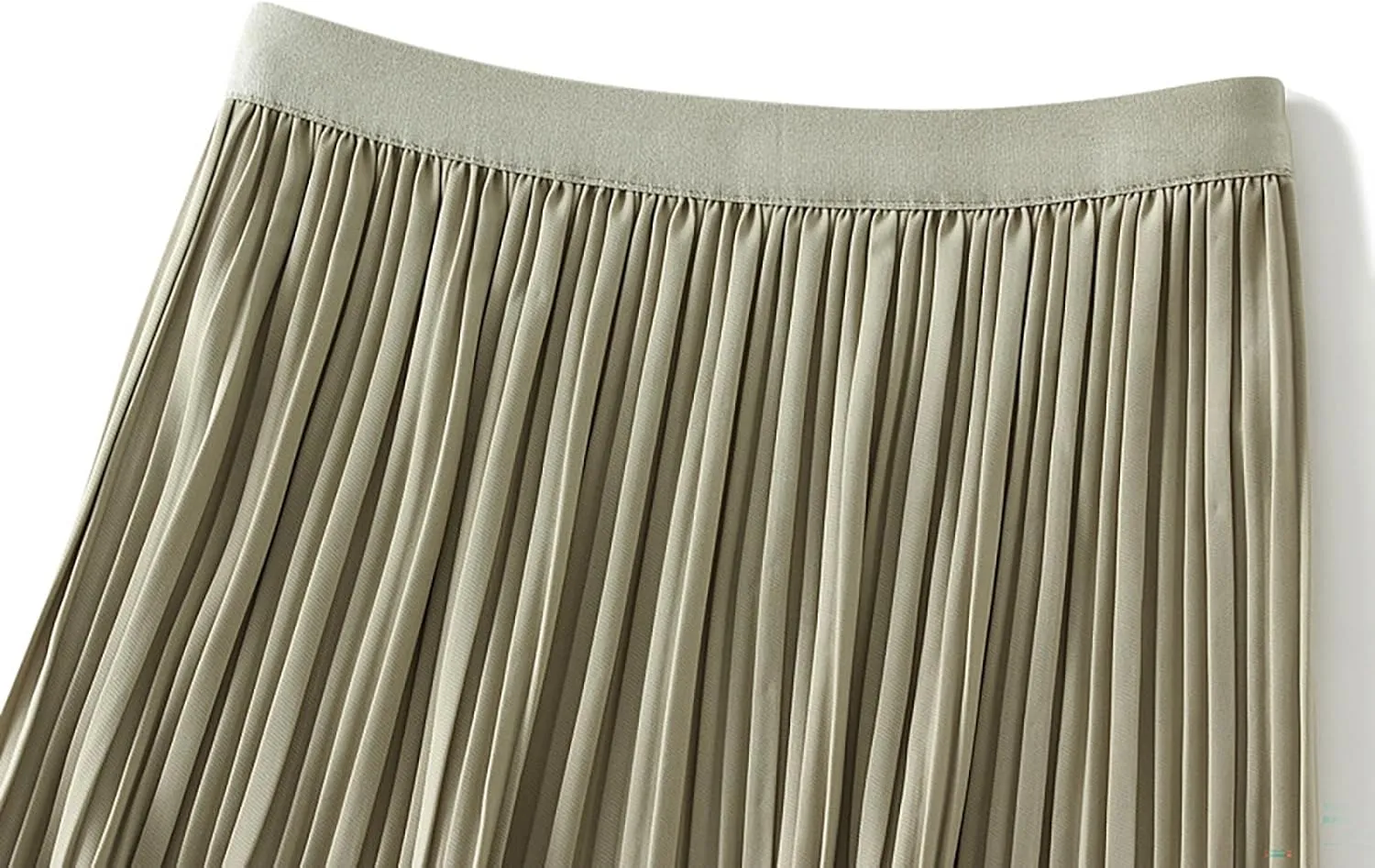 BAIMORE Women's Chic Solid Elastic Waist Pleated Skirt A Line Swing Midi Skirt