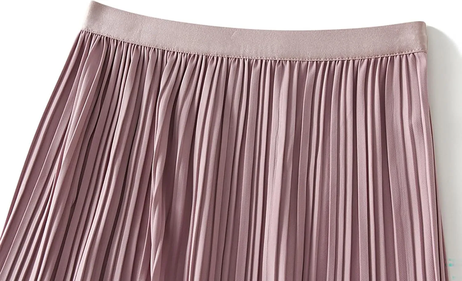 BAIMORE Women's Chic Solid Elastic Waist Pleated Skirt A Line Swing Midi Skirt