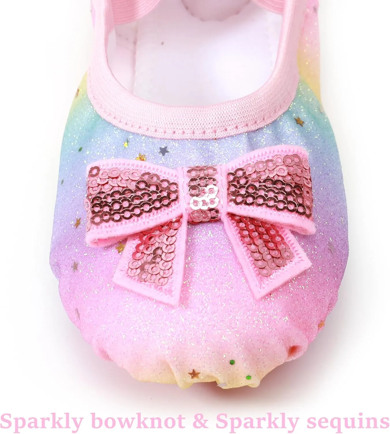 Ballet Shoes Glitter Split-Sole for Girls Toddler Dance Slippers with Elastic Laces for (Toddler/Little Kid/Big Kid)