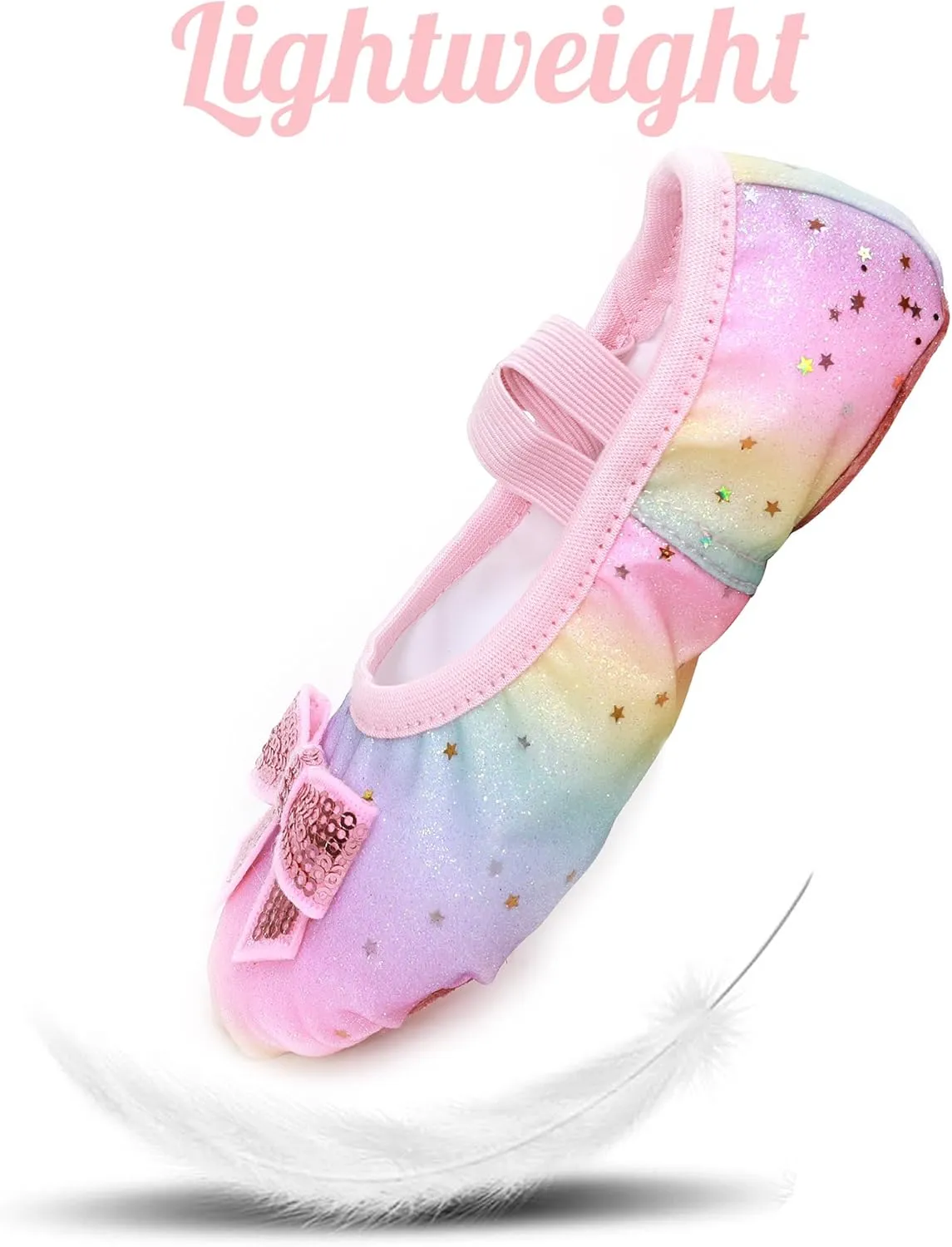 Ballet Shoes Glitter Split-Sole for Girls Toddler Dance Slippers with Elastic Laces for (Toddler/Little Kid/Big Kid)