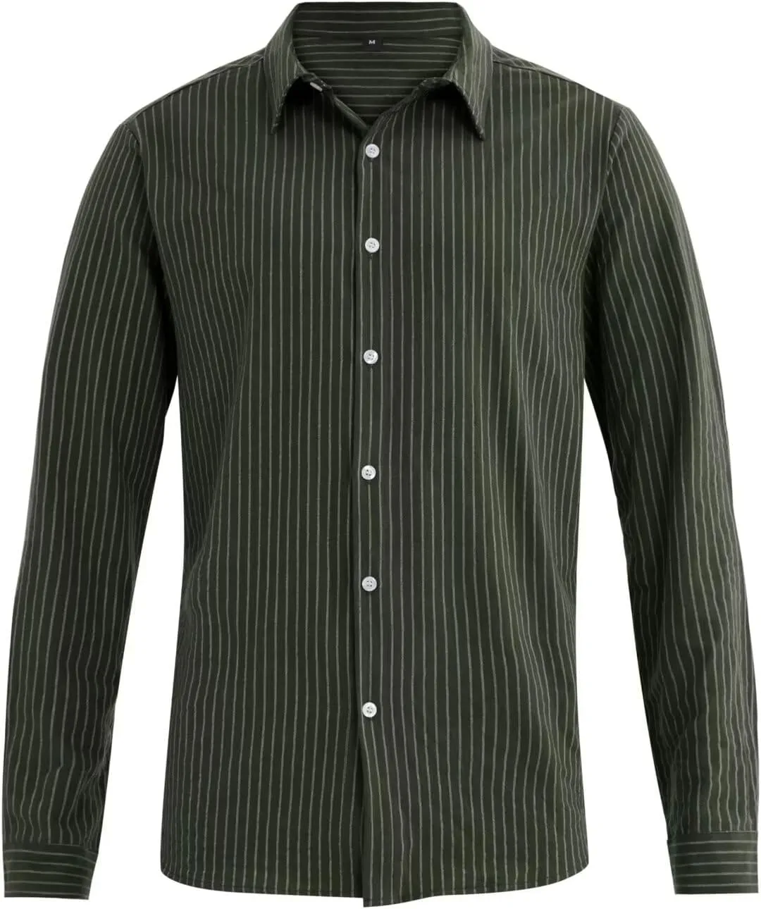 BAYAMO Men's Casual Button-Down Striped Shirts Long Sleeve Cotton Linen Shirts for Men Fashion Business Shirt