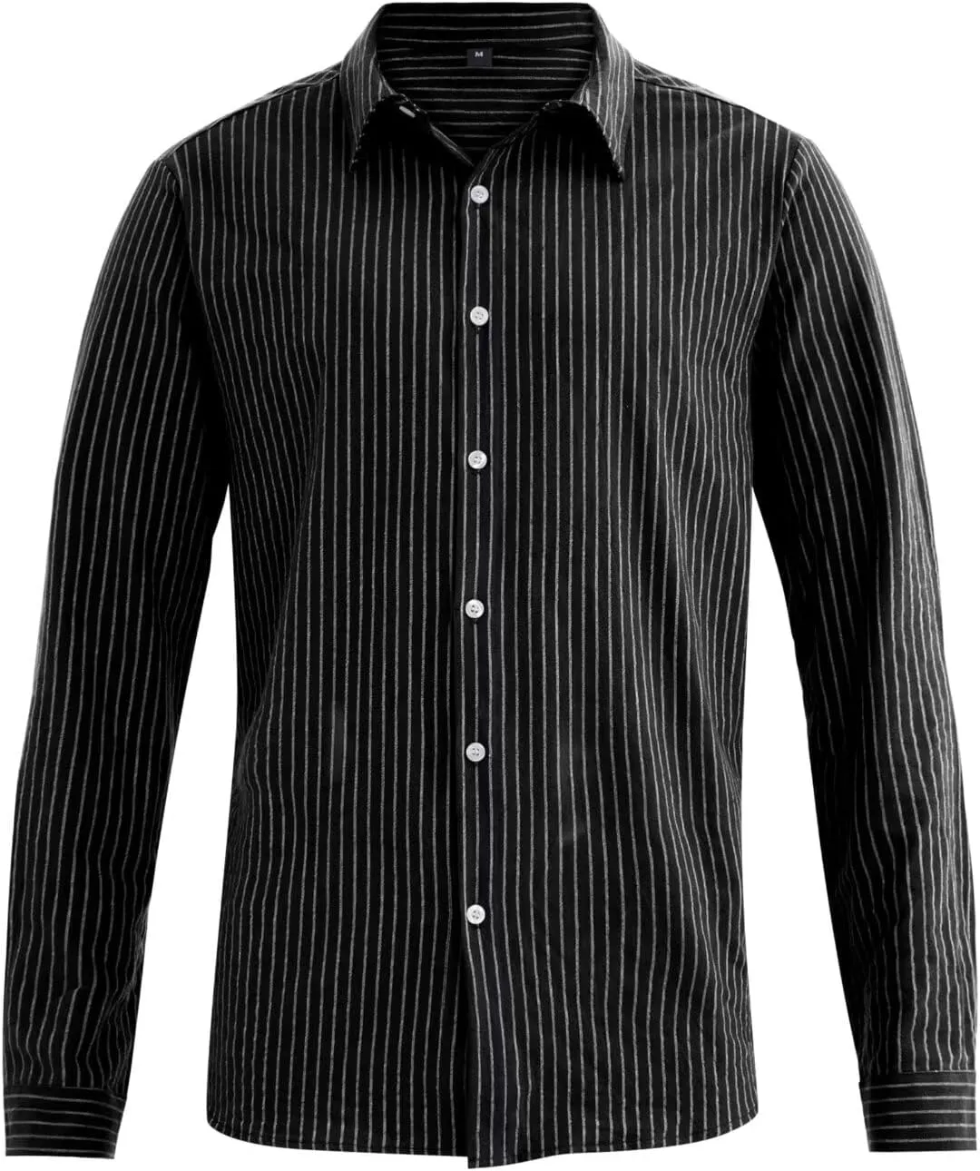 BAYAMO Men's Casual Button-Down Striped Shirts Long Sleeve Cotton Linen Shirts for Men Fashion Business Shirt