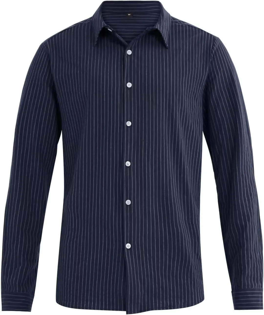 BAYAMO Men's Casual Button-Down Striped Shirts Long Sleeve Cotton Linen Shirts for Men Fashion Business Shirt
