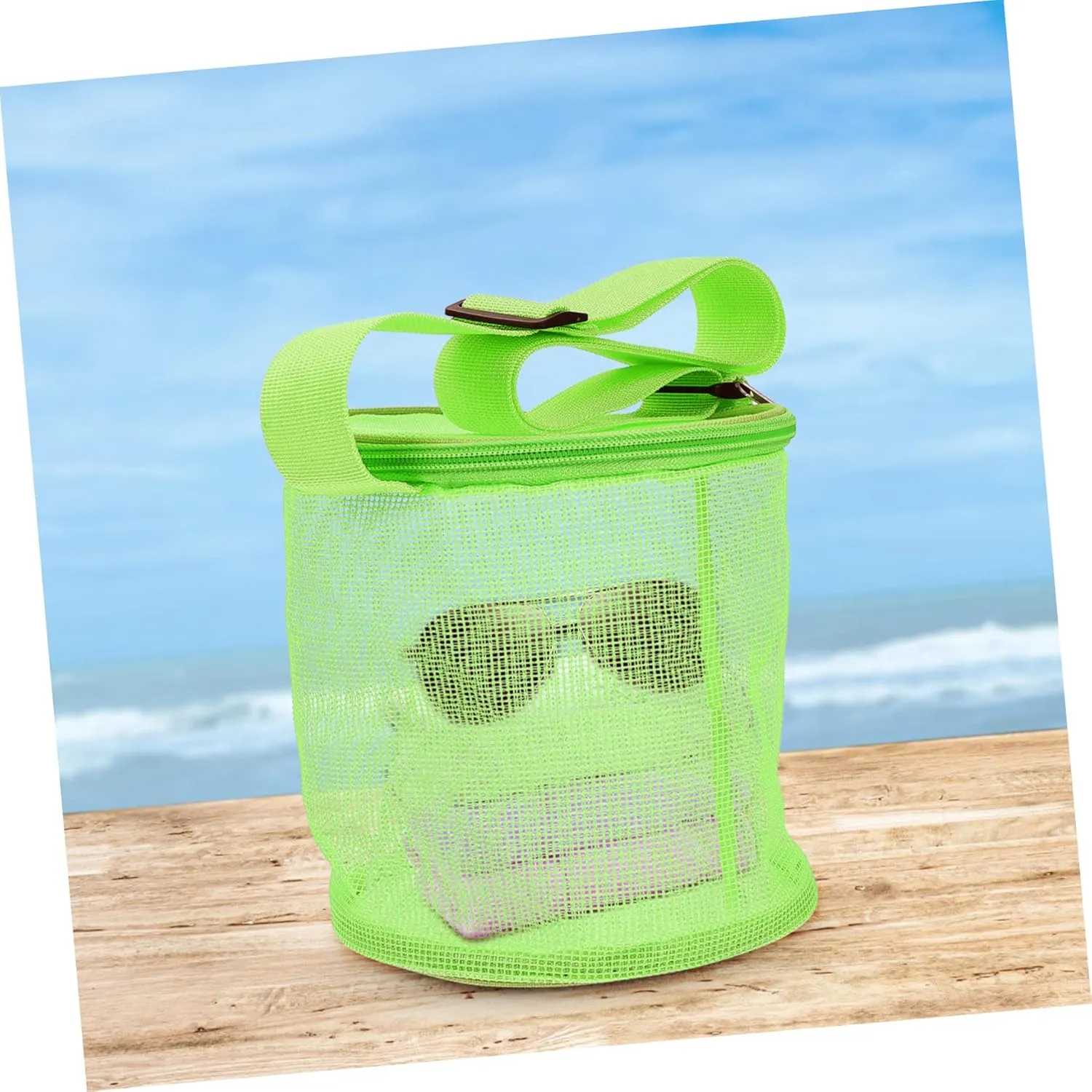 Beach Bag Cooler Mesh Bag for Boys and Girls Seashell Storage Tote Packable Beach Pouch