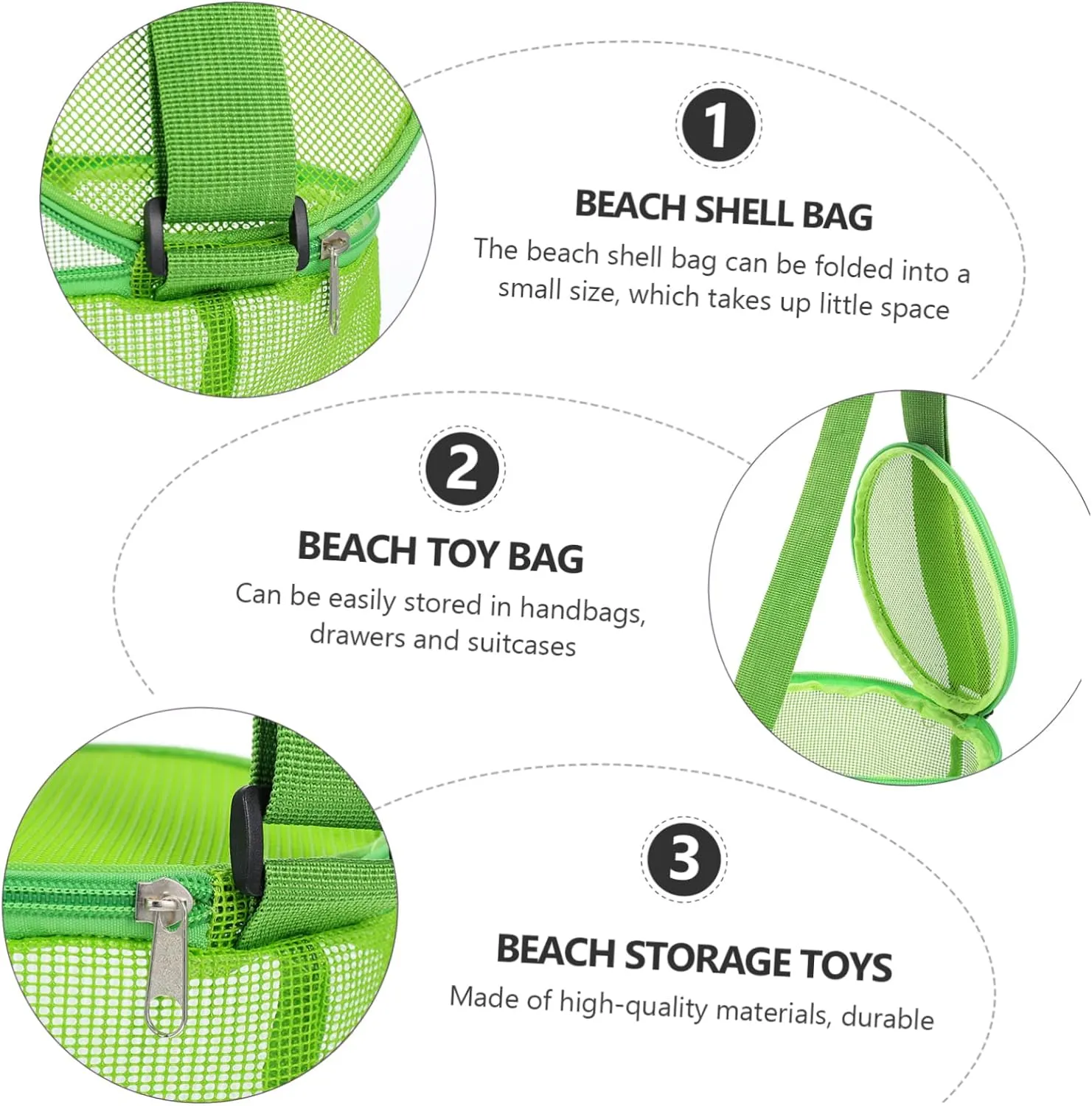 Beach Bag Cooler Mesh Bag for Boys and Girls Seashell Storage Tote Packable Beach Pouch