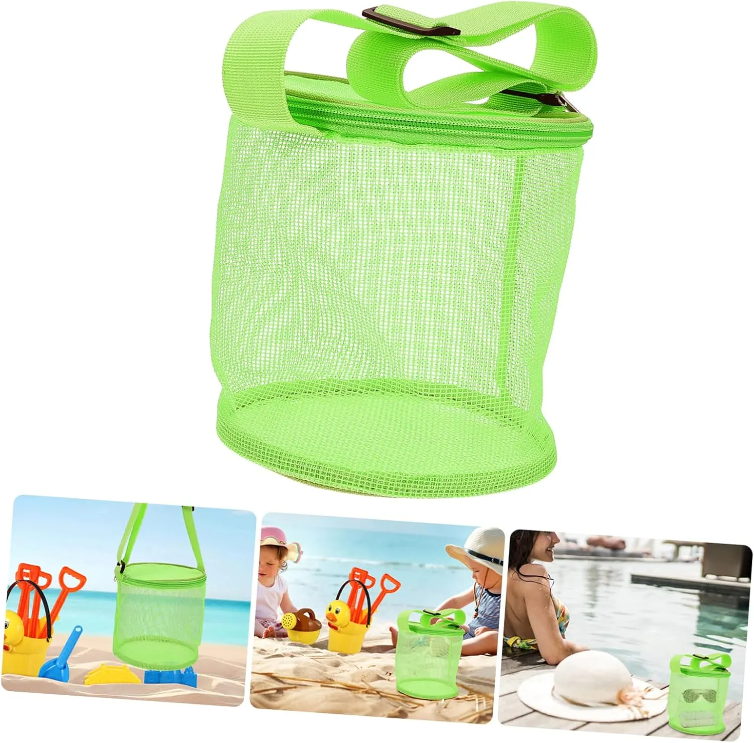 Beach Bag Cooler Mesh Bag for Boys and Girls Seashell Storage Tote Packable Beach Pouch