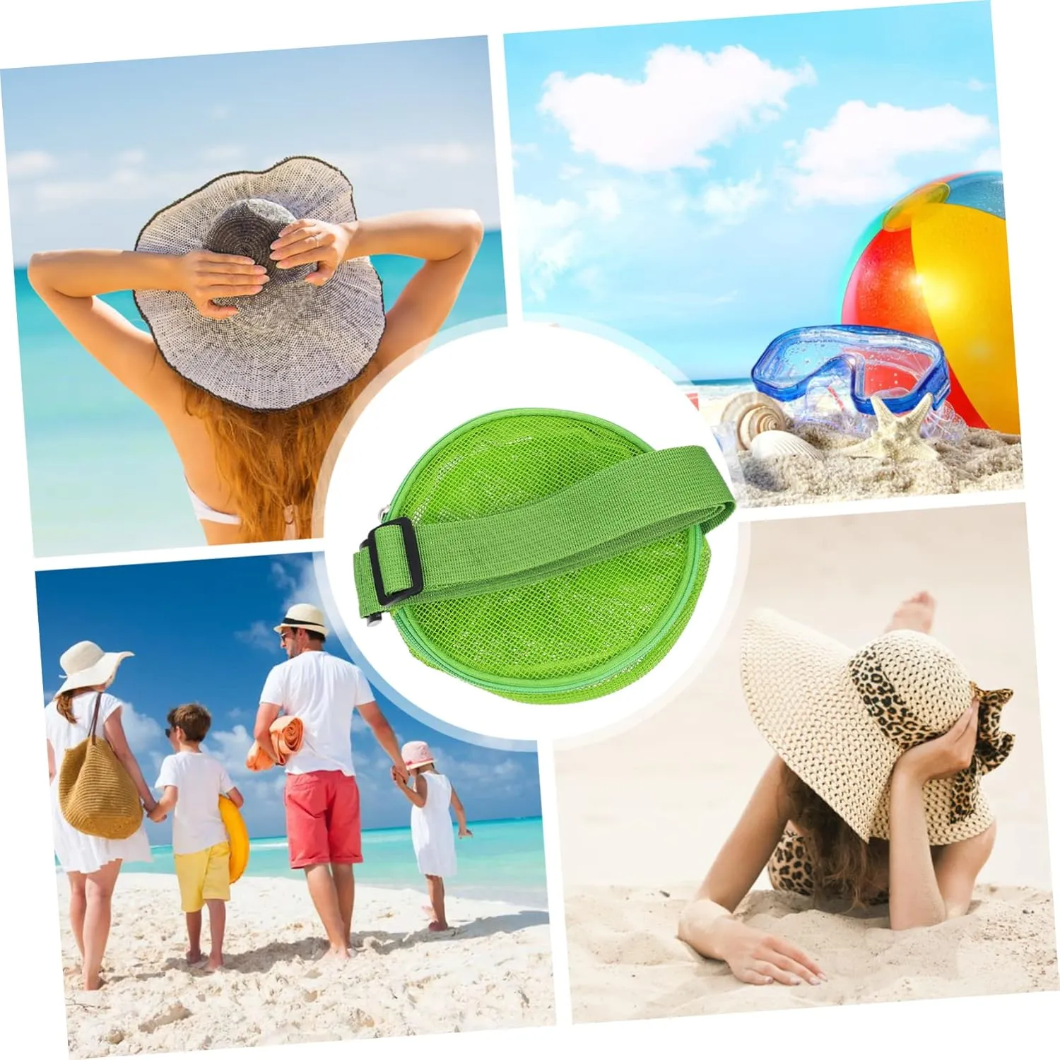 Beach Bag Cooler Mesh Bag for Boys and Girls Seashell Storage Tote Packable Beach Pouch