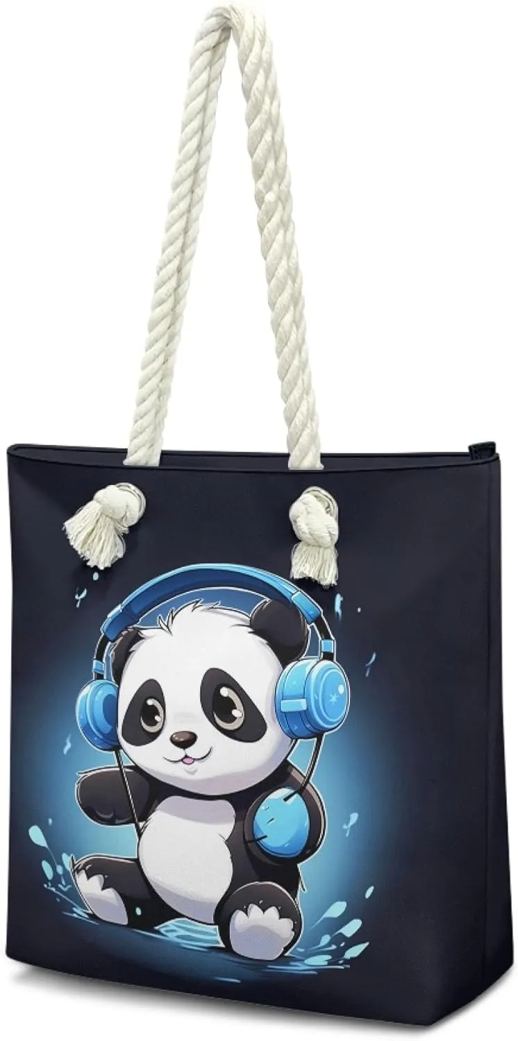 Beach Bag for Women Small Tote Bag with Zipper Lightweight Beach Tote Reusable Grocery Bags